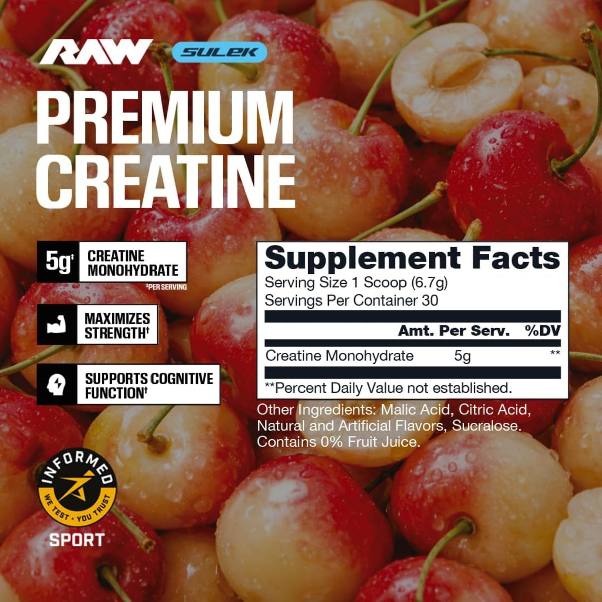 Creatina Monohidratada Premim Edición Especial RAW x Sam Sulek 30 servicios