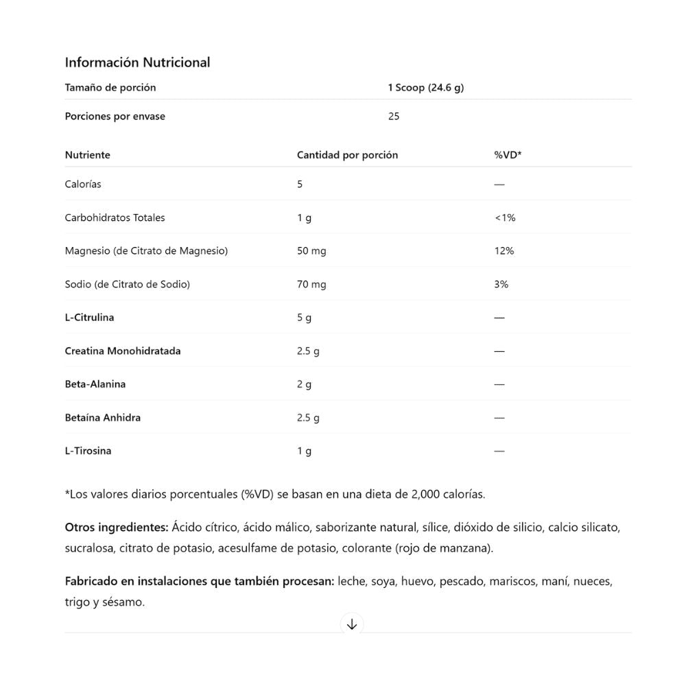 CBUM Essential Performance Non-Stim 25 servicios