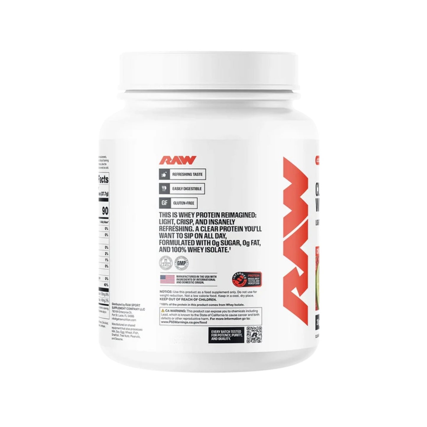 PROTEINA RAW CLEAR WHEY 25 SERVICIOS