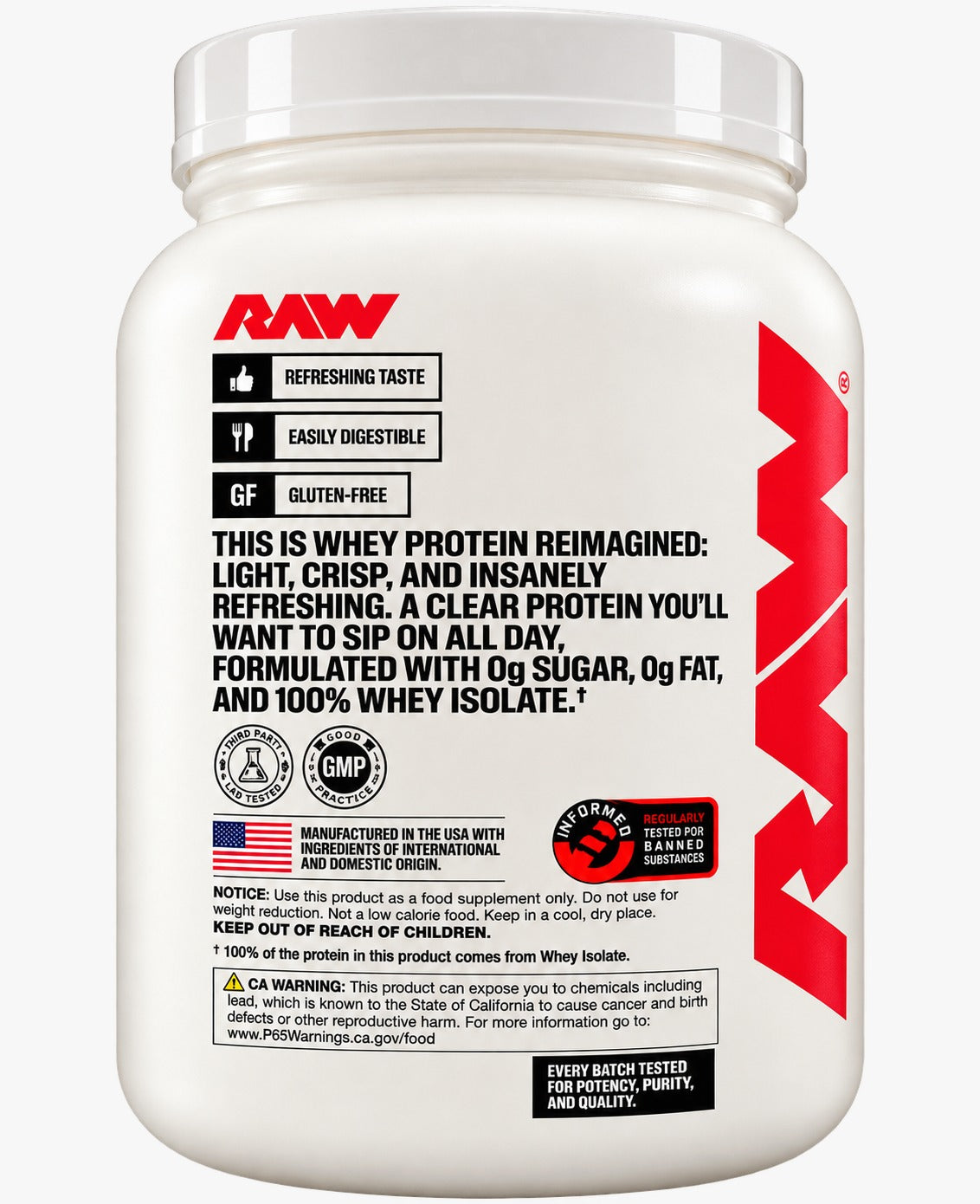 PROTEINA RAW CLEAR WHEY 25 SERVICIOS