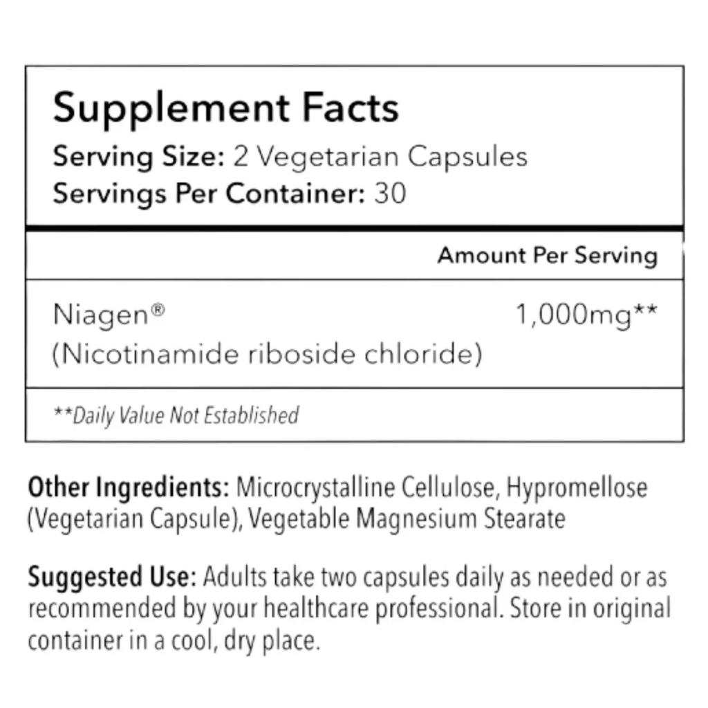 TRU NIAGEN NAD+ BOOSTER 1000 MG 60 CAPSULAS - Suplefit Mx