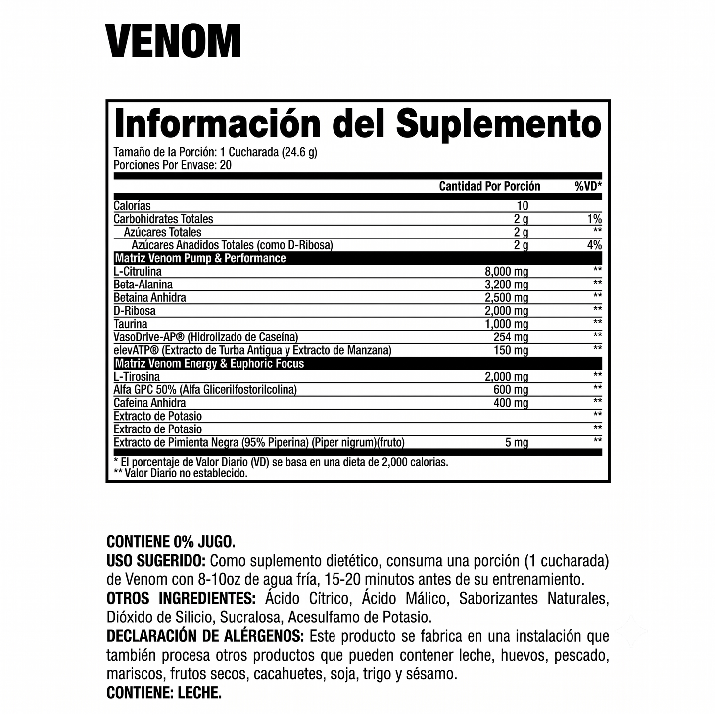 PRE-ENTRENO DRAGON PHARMA VENOM FULLY LOADED 20 SERVICIOS