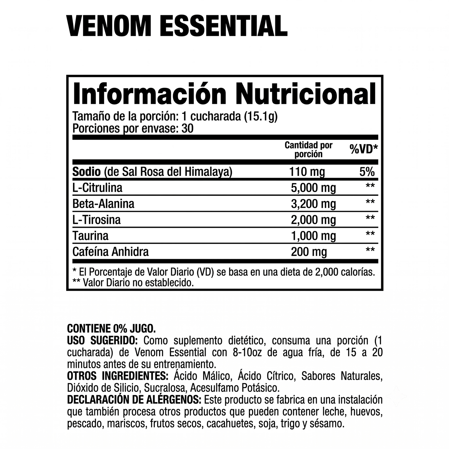 PRE-ENTRENO DRAGON PHARMA VENOM ESSENTIAL 30 SERVICIOS