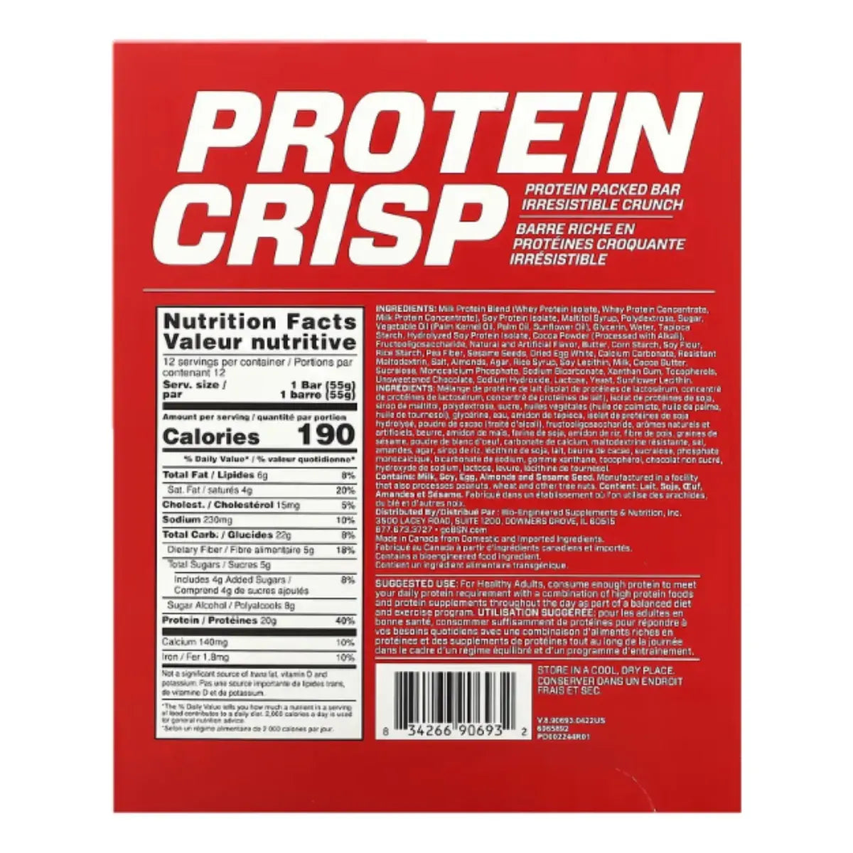 BARRA PROTEICA BSN PROTEIN CRISP 12 PACK - Suplefit Mx