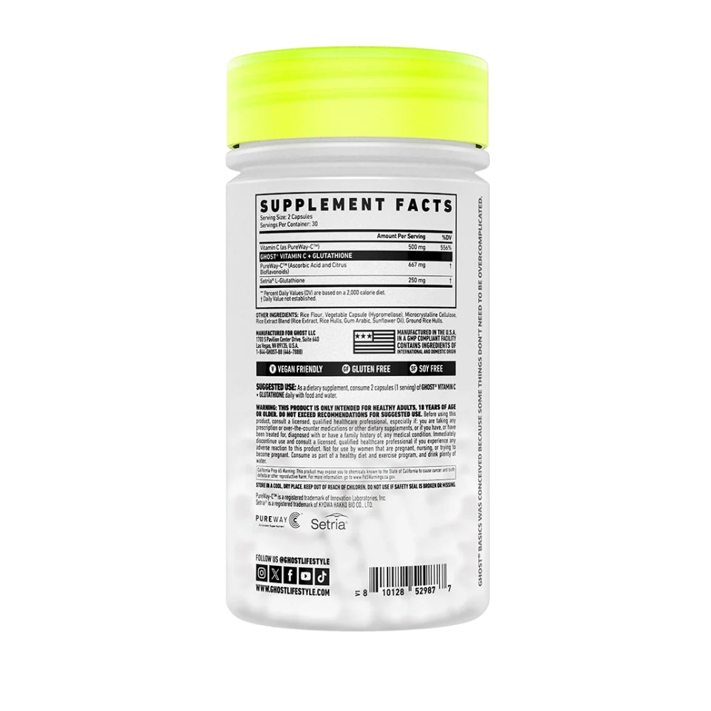 Ghost Basics Vitamina C + Glutathione 60 cápsulas vegetarianas (30 servicios)