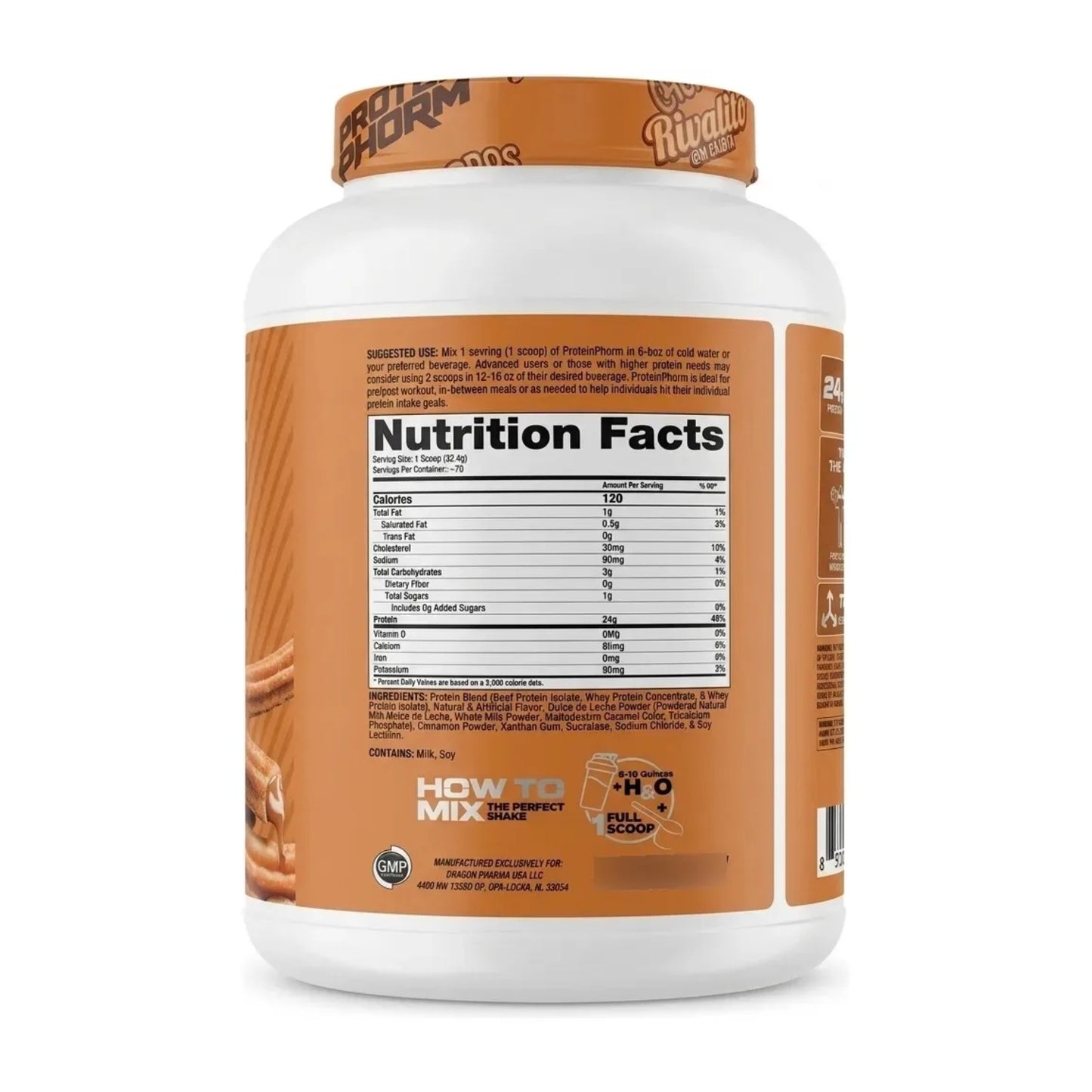 DRAGON PHARMA PROTEIN PHORM HIBRIDA BEEF + WHEY EDICION ESPECIAL DADDY AIOLI SABOR CHURRO RIVALITO  5LB - Suplefit Mx
