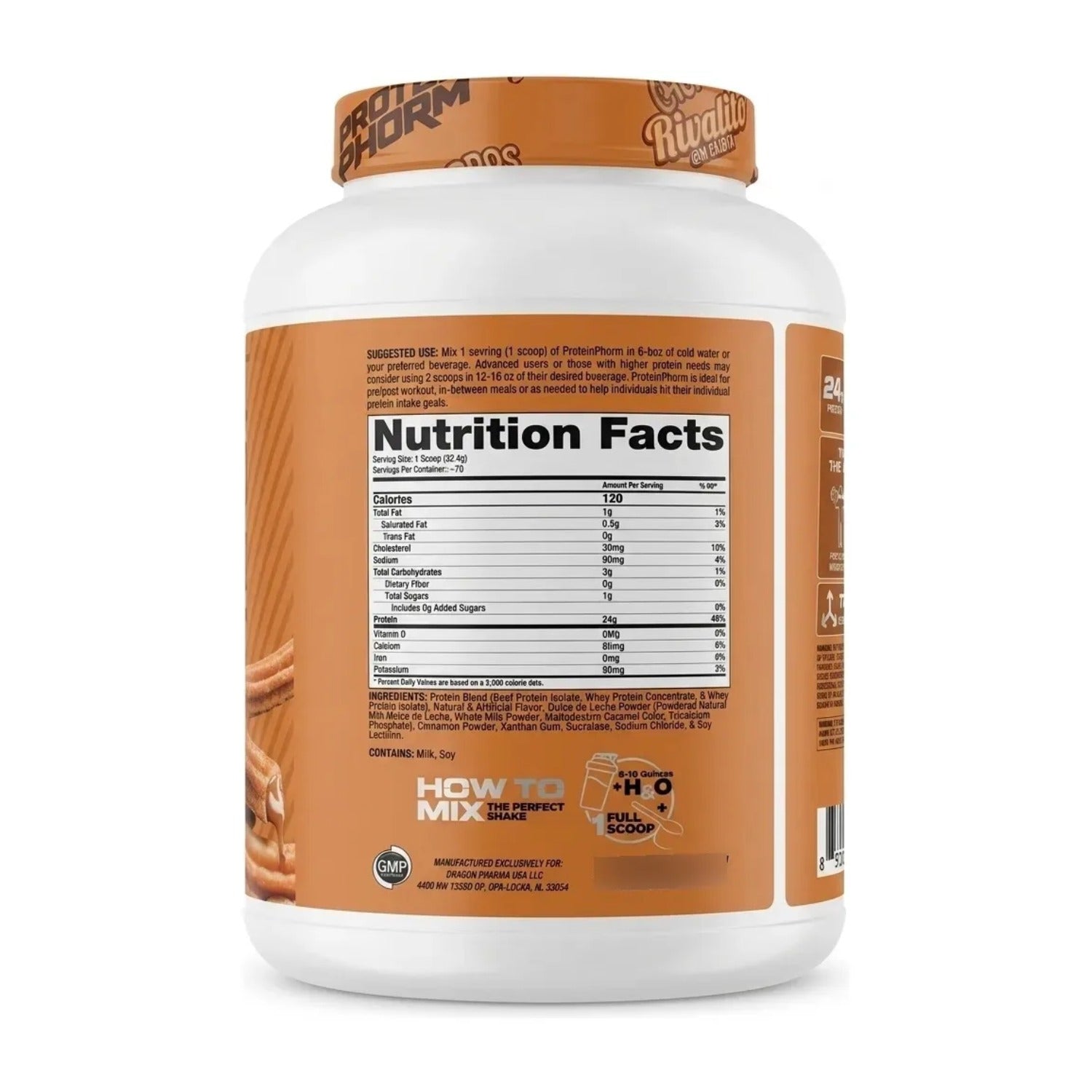 DRAGON PHARMA PROTEIN PHORM HIBRIDA BEEF + WHEY EDICION ESPECIAL DADDY AIOLI SABOR CHURRO RIVALITO  5LB - Suplefit Mx