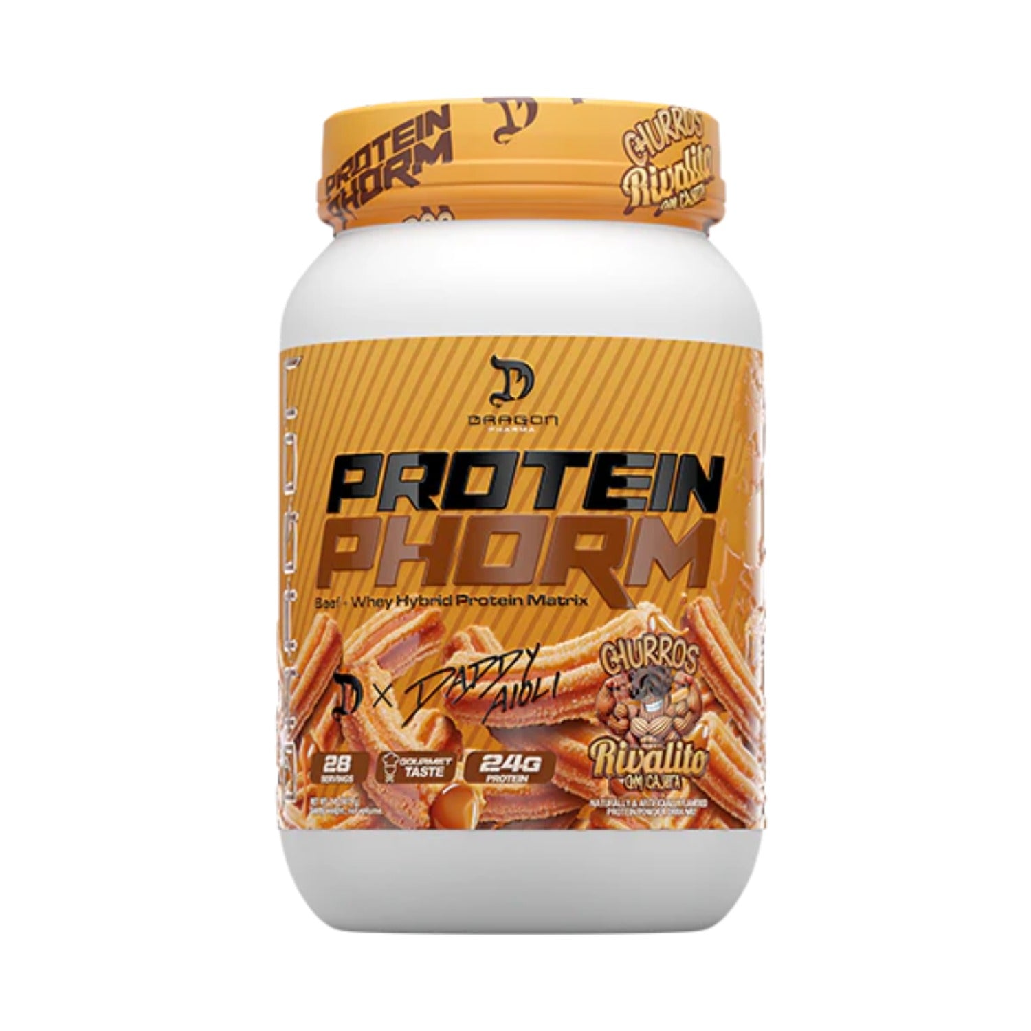 DRAGON PHARMA PROTEIN PHORM HIBRIDA BEEF + WHEY EDICION ESPECIAL DADDY AIOLI SABOR CHURRO RIVALITO  2LB - Suplefit Mx