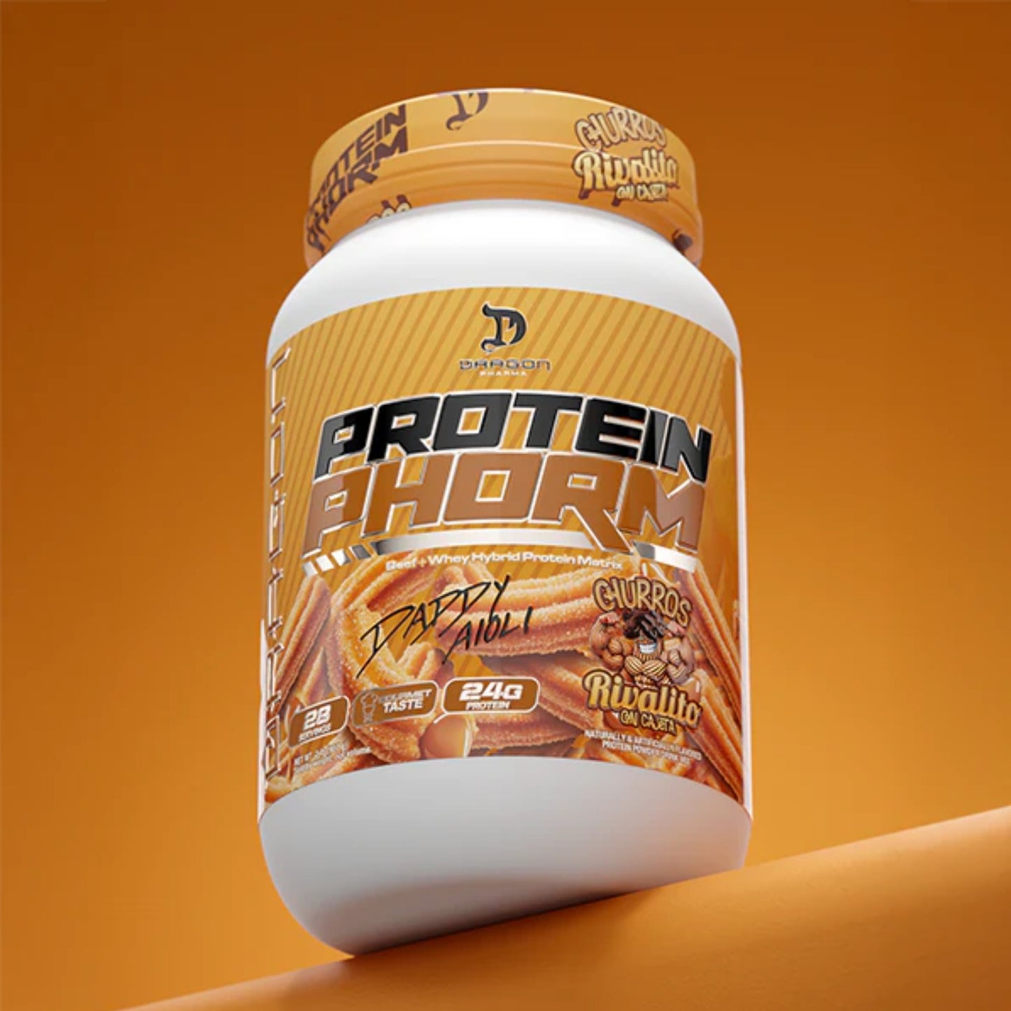DRAGON PHARMA PROTEIN PHORM HIBRIDA BEEF + WHEY EDICION ESPECIAL DADDY AIOLI SABOR CHURRO RIVALITO  2LB - Suplefit Mx
