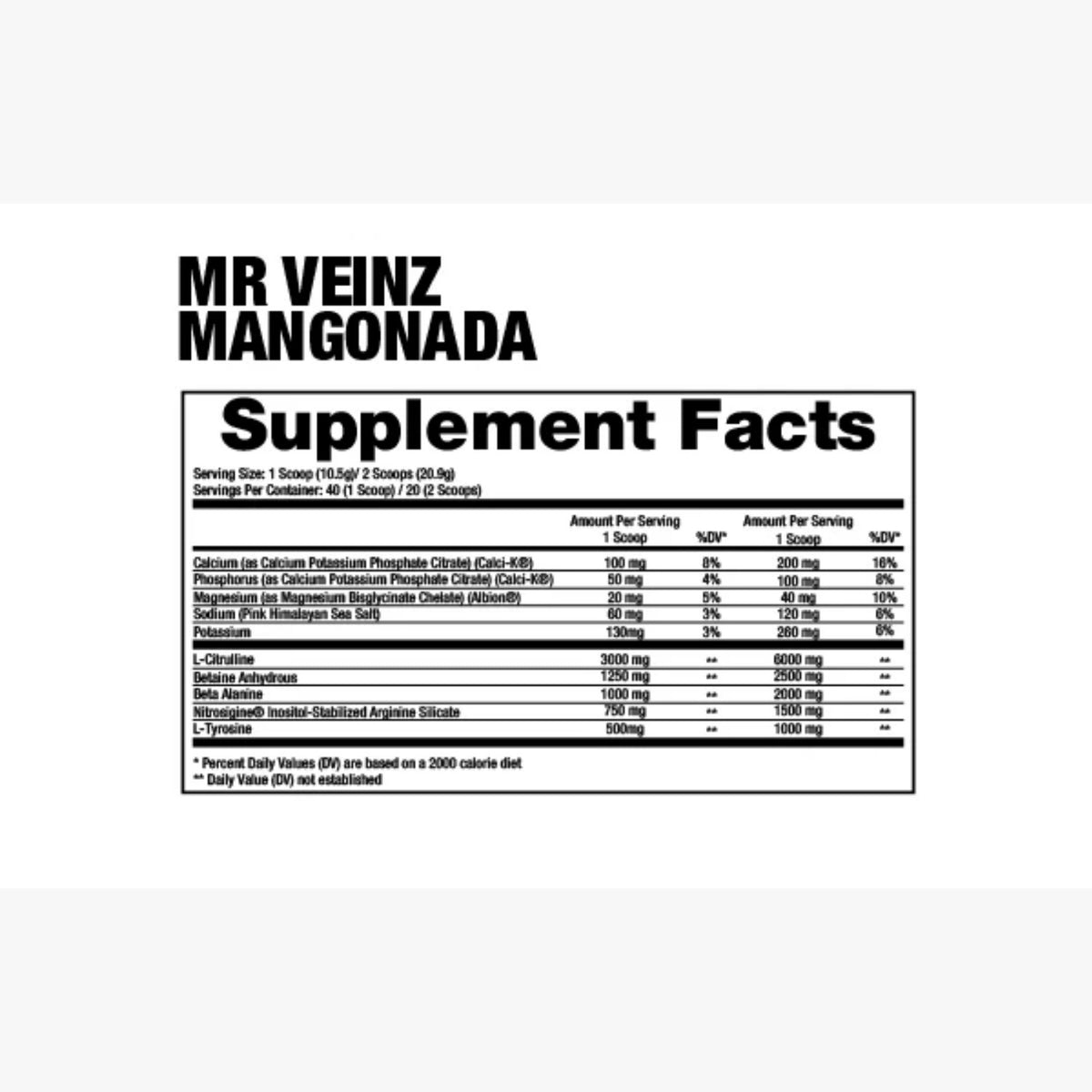 Pre-Entreno Dragon Pharma MR Veinz Non-Stim Sabor Mangonada (40 servicios)