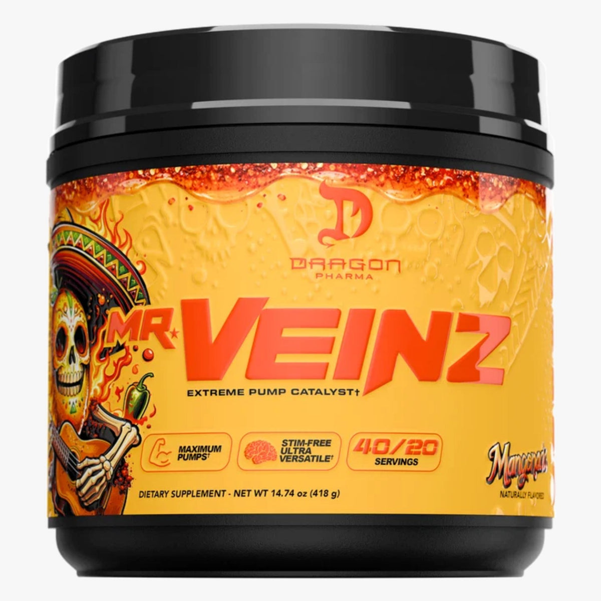 Pre-Entreno Dragon Pharma MR Veinz Non-Stim Sabor Mangonada (40 servicios)