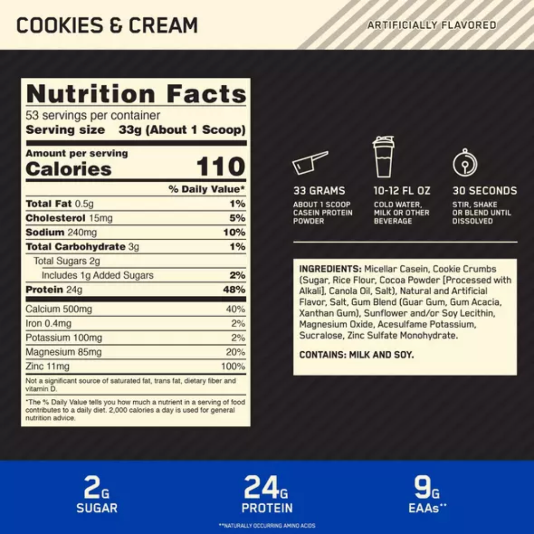 Gold Standard 100% CASEIN 4LB - Suplefit Mx