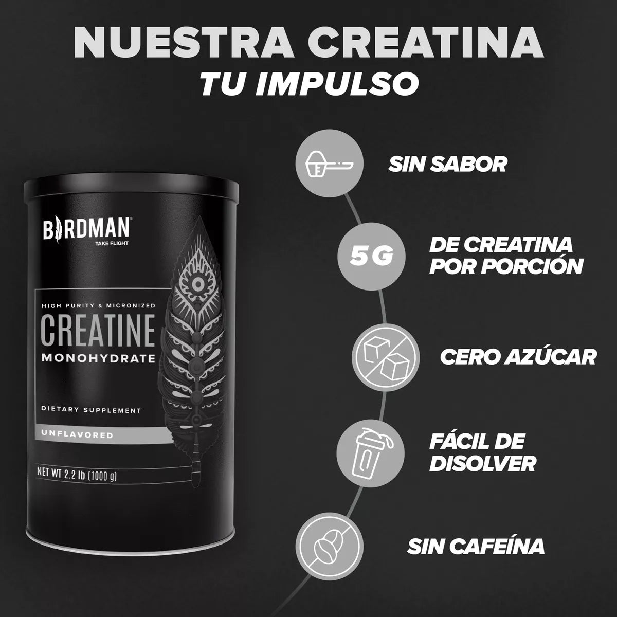 Creatina Monohidratada de Alta Pureza 450 gr