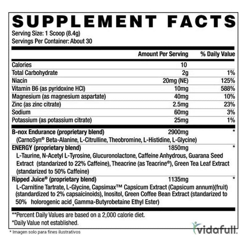 Pre Entreno Bentacourt B-nox Ripped 30 Servicios Dlc P4 - Suplefit Mx